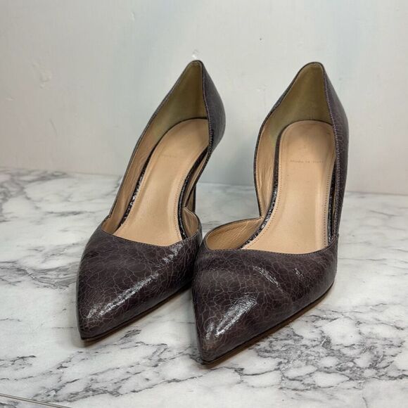 J. Crew Crackle Leather D'Orsay Pumps Heels 10.5 - Picture 2 of 6